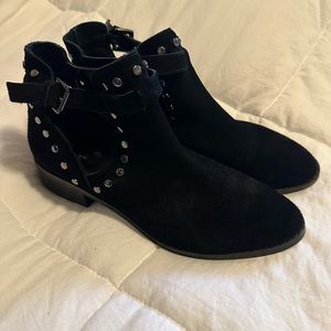 Black suede studded ankle boots